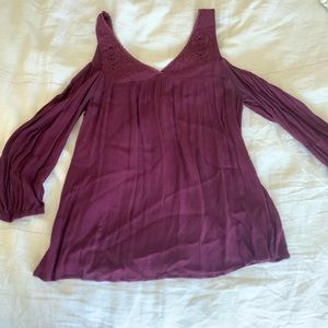 Pacsun L. A. hearts maroon open shoulder shirt